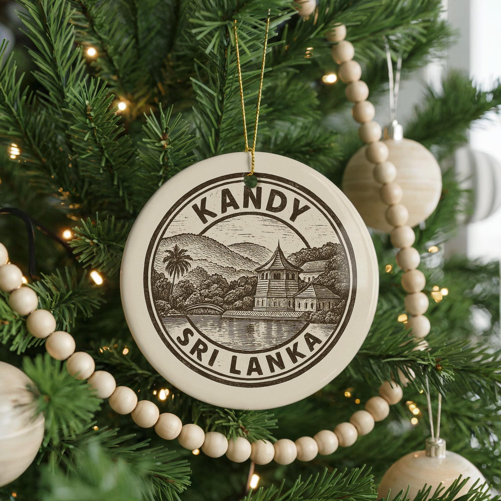 Kandy Sri Lanka Ceramic Ornament – Circular Travel Stamp Style Souvenir, Handmade Holiday Decor, Unique Gift Idea — photo 4