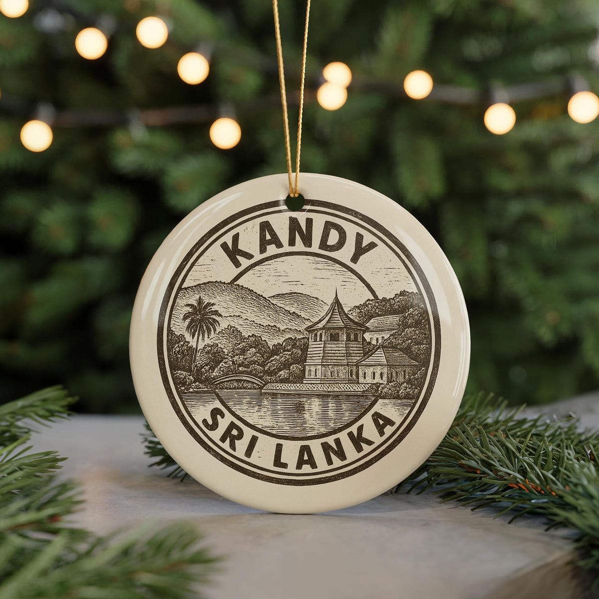 Kandy Sri Lanka Ceramic Ornament – Circular Travel Stamp Style Souvenir, Handmade Holiday Decor, Unique Gift Idea — photo 5