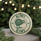 Kiwi Bird Ceramic Ornament – Round Stamp Style New Zealand Art – Nature Lover Gift – Wildlife Travel Souvenir Decor — photo 5