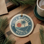 Isla Mujeres Mexico Ornament – Circular Stamp Style Ceramic Keepsake, Beach Travel Souvenir, Handcrafted Holiday Decor — photo 3