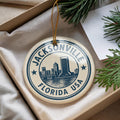 Jacksonville Florida Ceramic Ornament – Circular Stamp Style City Souvenir, Travel Gift, FL Christmas Tree Decoration — photo 1