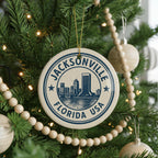 Jacksonville Florida Ceramic Ornament – Circular Stamp Style City Souvenir, Travel Gift, FL Christmas Tree Decoration — photo 2