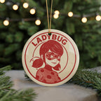 Ladybug Ceramic Ornament – Round Stamp Style Insect Art, Nature Lover Gift, Red Bug Holiday Tree Decor, Garden Theme Keepsake — photo 5