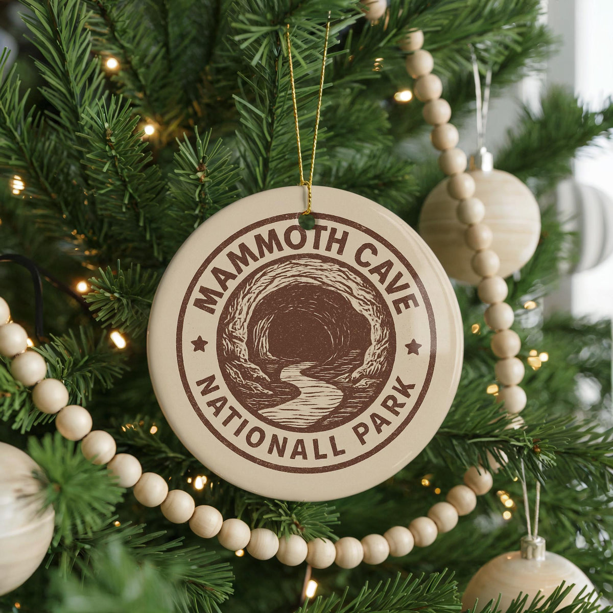Mammoth Cave National Park Ornament – Circular Stamp Style Ceramic Keepsake, Nature Travel Souvenir Gift — photo 2