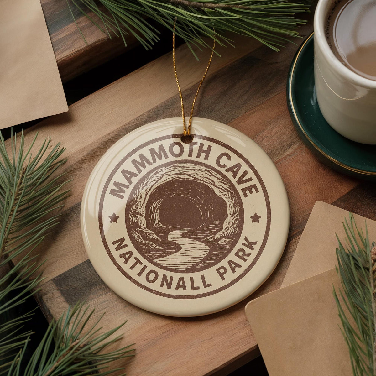 Mammoth Cave National Park Ornament – Circular Stamp Style Ceramic Keepsake, Nature Travel Souvenir Gift — photo 3