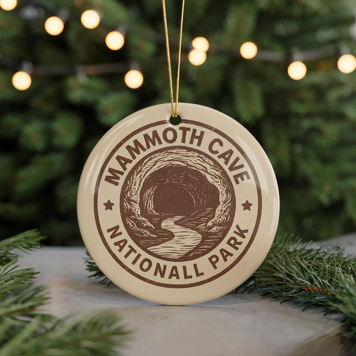 Mammoth Cave National Park Ornament – Circular Stamp Style Ceramic Keepsake, Nature Travel Souvenir Gift — photo 5