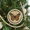 Monarch Butterfly Ceramic Ornament – Circular Stamp Style Nature Art, Handmade Insect Decor, Wildlife Hanging Keepsake — photo 1