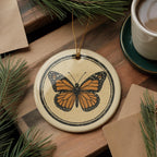 Monarch Butterfly Ceramic Ornament – Circular Stamp Style Nature Art, Handmade Insect Decor, Wildlife Hanging Keepsake — photo 3