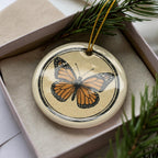 Monarch Butterfly Ceramic Ornament – Circular Stamp Style Nature Art, Handmade Insect Decor, Wildlife Hanging Keepsake — photo 4