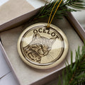 Ocelot Ceramic Ornament – Wildlife Circular Stamp Art, Handcrafted Jungle Cat Christmas Decor, Animal Lover Gift — photo 1
