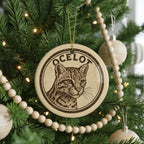 Ocelot Ceramic Ornament – Wildlife Circular Stamp Art, Handcrafted Jungle Cat Christmas Decor, Animal Lover Gift — photo 3
