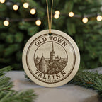 Old Town Tallinn E Ceramic Ornament – Circular Stamp Style Baltic Travel Souvenir, European Cityscape Keepsake Decor — photo 5