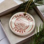 Pamukkale Turkey Ceramic Ornament – Circular Travel Stamp Style Souvenir, Handcrafted Holiday Gift, Turkish Wall Decor — photo 3