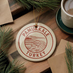 Pamukkale Turkey Ceramic Ornament – Circular Travel Stamp Style Souvenir, Handcrafted Holiday Gift, Turkish Wall Decor — photo 4