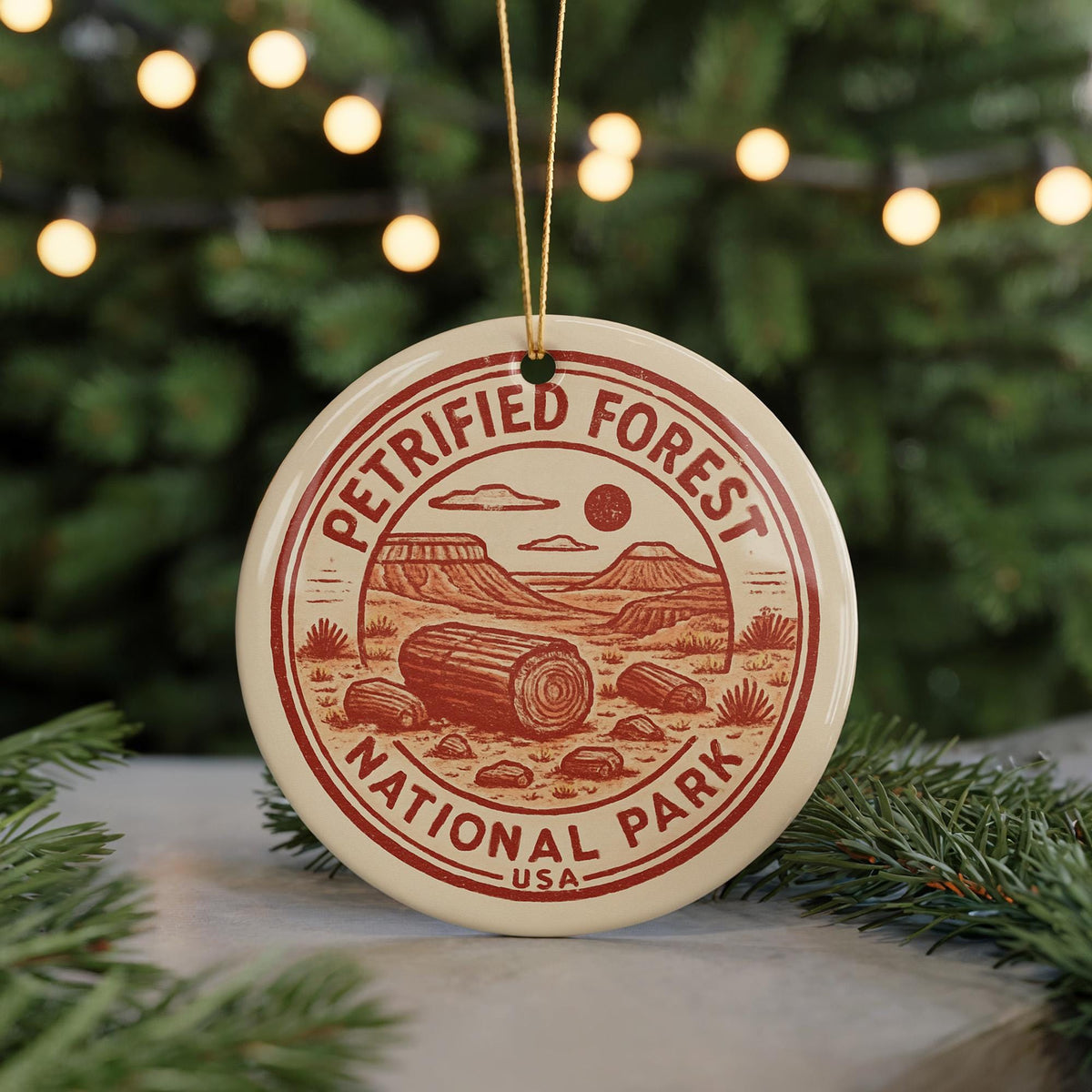 Petrified Forest National Park Ornament – Circular Ceramic Stamp Art, Rustic Travel Souvenir, Nature Lover Gift — photo 5