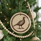 Pheasant Ceramic Ornament – Rustic Circular Stamp Art, Woodland Bird Holiday Decor, Nature Lover Gift, Farmhouse Christmas — photo 4