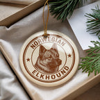 Norwegian Elkhound Ceramic Ornament – Circular Stamp Style Dog Art, Nordic Holiday Decor, Gift for Elkhound Lovers — photo 2