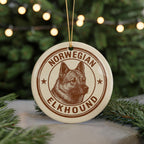 Norwegian Elkhound Ceramic Ornament – Circular Stamp Style Dog Art, Nordic Holiday Decor, Gift for Elkhound Lovers — photo 5