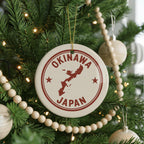 Okinawa Japan Ceramic Ornament – Round Travel Stamp Style Souvenir, Japanese Island Art, Holiday Gift Keepsake — photo 2