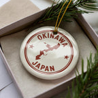 Okinawa Japan Ceramic Ornament – Round Travel Stamp Style Souvenir, Japanese Island Art, Holiday Gift Keepsake — photo 4