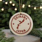 Okinawa Japan Ceramic Ornament – Round Travel Stamp Style Souvenir, Japanese Island Art, Holiday Gift Keepsake — photo 5