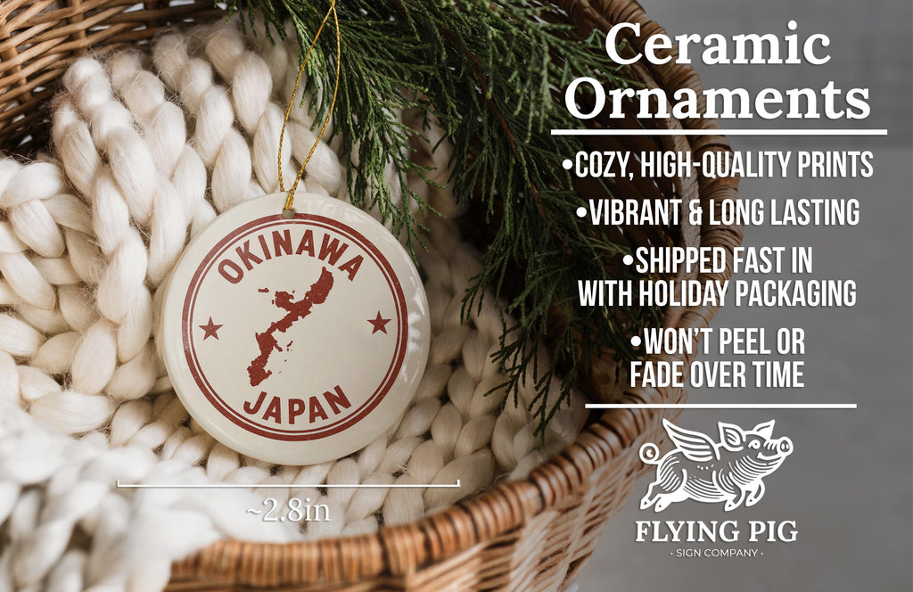 Okinawa Japan Ceramic Ornament – Round Travel Stamp Style Souvenir, Japanese Island Art, Holiday Gift Keepsake — photo 6