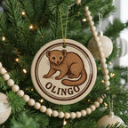 Olingo Ceramic Ornament – Circular Wildlife Stamp Art, Handcrafted Jungle Animal Decor, Nature Lover Gift — photo 4