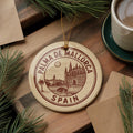 Palma de Mallorca Ceramic Ornament – Circular Stamp Style Travel Souvenir, Spain Keepsake Holiday Decoration — photo 1