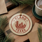Plano Texas Ornament – Circular Stamp Style Ceramic Keepsake, Vintage City Map Design, Texas Souvenir Christmas Decoration — photo 4