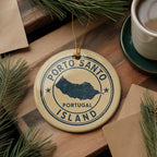 Porto Santo Island Ceramic Ornament – Circular Stamp Style Travel Souvenir, Portugal Keepsake Holiday Decor — photo 3