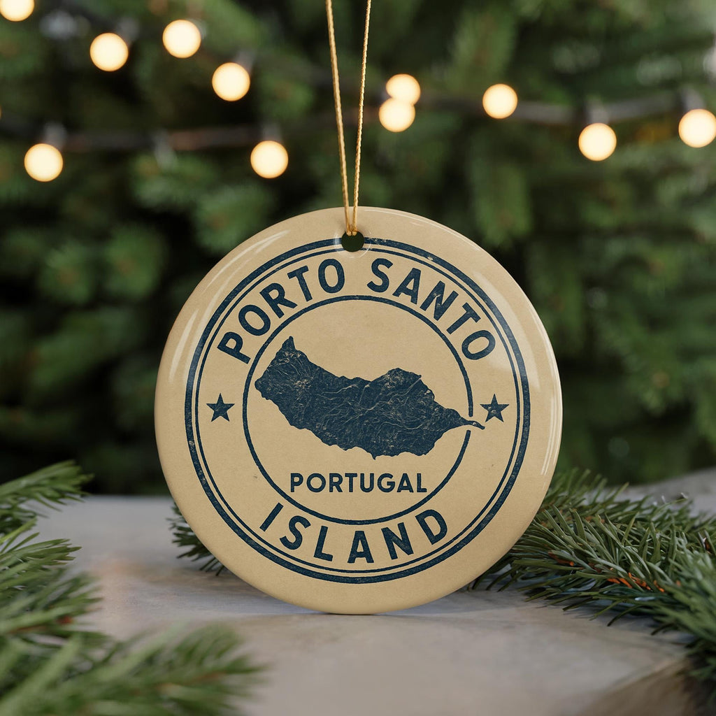 Porto Santo Island Ceramic Ornament – Circular Stamp Style Travel Souvenir, Portugal Keepsake Holiday Decor — photo 5
