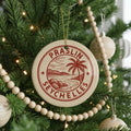 Praslin Seychelles Ceramic Ornament – Circular Stamp Style Travel Souvenir, Beach Island Decor, Tropical Holiday Gift — photo 1