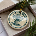 Sea Anemone Ceramic Ornament – Coastal Circular Stamp Art, Ocean Marine Life Decor, Beach Nautical Holiday Gift — photo 1