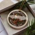 Redwood National Park Ceramic Ornament – Circular Stamp Style Nature Art, Forest Souvenir Tree Decor Gift — photo 1