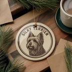 Silky Terrier Dog Ceramic Ornament – Round Stamp Style Pet Keepsake, Gift for Dog Lovers, Silky Terrier Christmas Decor — photo 2