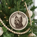 Silky Terrier Dog Ceramic Ornament – Round Stamp Style Pet Keepsake, Gift for Dog Lovers, Silky Terrier Christmas Decor — photo 3