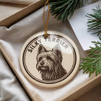 Silky Terrier Dog Ceramic Ornament – Round Stamp Style Pet Keepsake, Gift for Dog Lovers, Silky Terrier Christmas Decor — photo 4