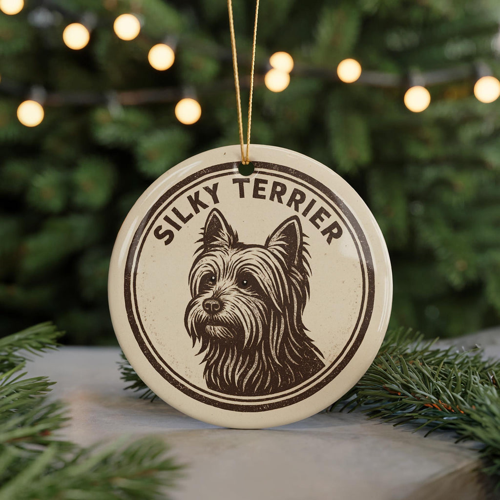 Silky Terrier Dog Ceramic Ornament – Round Stamp Style Pet Keepsake, Gift for Dog Lovers, Silky Terrier Christmas Decor — photo 5