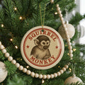 Squirrel Monkey Ceramic Ornament – Round Stamp Style Jungle Animal Art – Wildlife Tree Decoration – Gift for Nature Lovers — photo 1