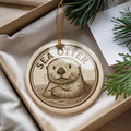 Sea Otter Ceramic Ornament – Round Ocean Animal Art, Coastal Wildlife Decor, Nautical Gift, Marine Life Christmas Keepsake — photo 1