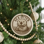 Sea Otter Ceramic Ornament – Round Ocean Animal Art, Coastal Wildlife Decor, Nautical Gift, Marine Life Christmas Keepsake — photo 4