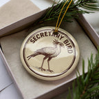 Secretary Bird Ceramic Ornament – Circular Stamp Style Wildlife Art, African Bird Christmas Decor, Unique Nature Gift — photo 2