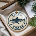 Tiger Shark Ceramic Ornament – Ocean Wildlife Art, Round Coastal Decor, Marine Animal Gift, Nautical Christmas Ornament — photo 1