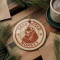 Snub-Nosed Monkey Ceramic Ornament – Circular Wildlife Stamp Art, Handcrafted Animal Lover Gift, Nature-Inspired Decor — photo 1