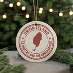 Union Island Saint Ceramic Ornament – Round Stamp Style Travel Souvenir, Caribbean Island Keepsake Decoration — photo 2