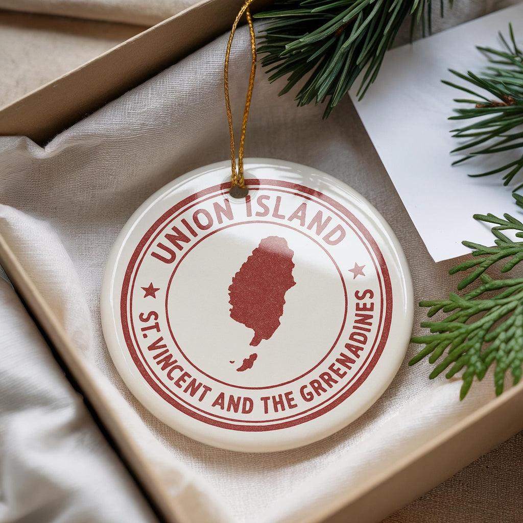 Union Island Saint Ceramic Ornament – Round Stamp Style Travel Souvenir, Caribbean Island Keepsake Decoration — photo 3