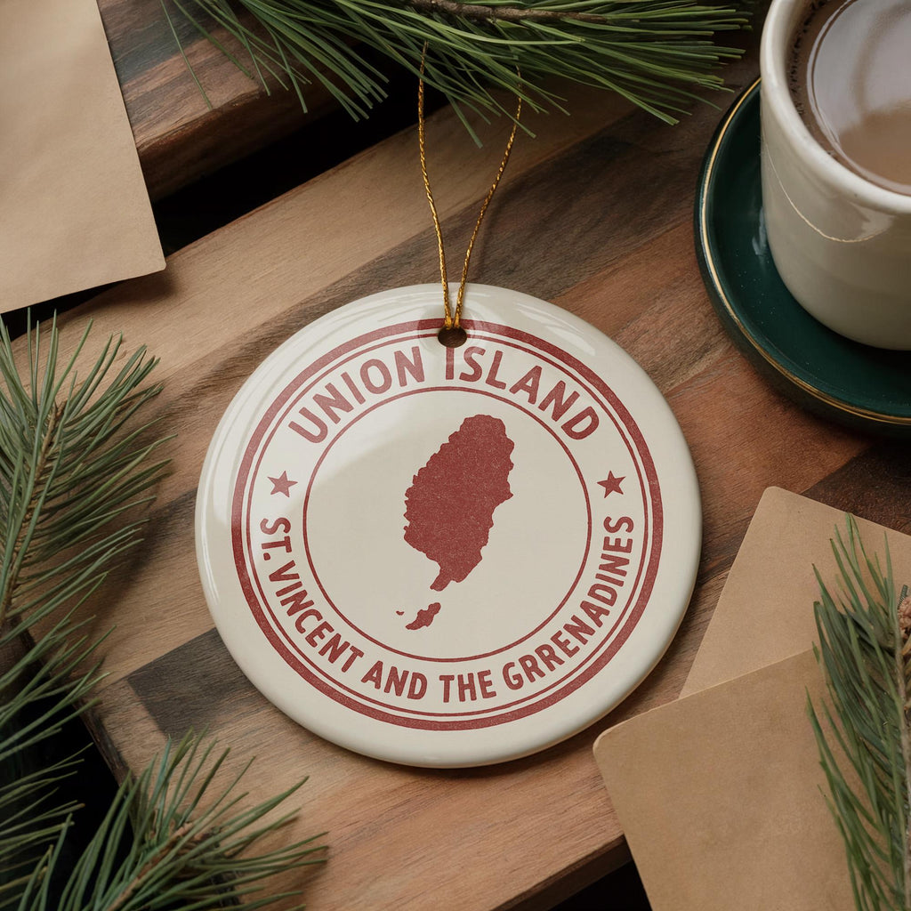 Union Island Saint Ceramic Ornament – Round Stamp Style Travel Souvenir, Caribbean Island Keepsake Decoration — photo 4