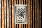 Daphne Blossoms Ink Etching Metal Sign – Vintage Stamp Style Botanical Wall Art for Home or Garden Decor — photo 1