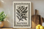 Daphne Blossoms Ink Etching Metal Sign – Vintage Stamp Style Botanical Wall Art for Home or Garden Decor — photo 4
