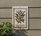 Daphne Blossoms Ink Etching Metal Sign – Vintage Stamp Style Botanical Wall Art for Home or Garden Decor — photo 5